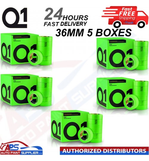 Q1 GREEN MASKING TAPE HIGH PERFORMACE - Box of 5" 36mm x 50m - FAST DELIVERY